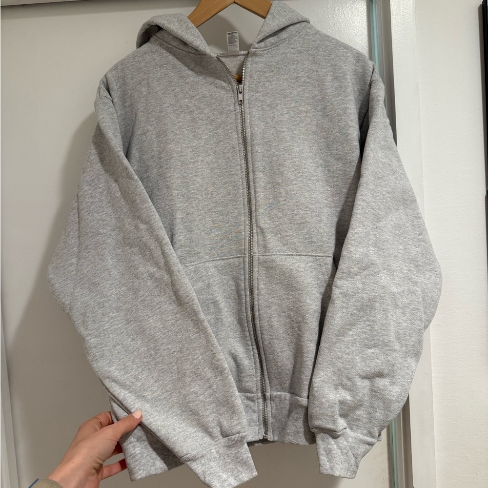 NEW Los Angeles Apparel Light Gray Zip-Up Fleece